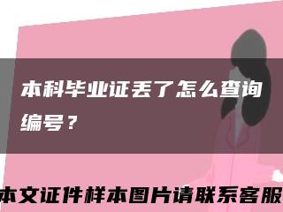 本科毕业证丢了怎么查询编号？缩略图