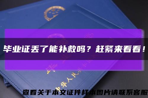 毕业证丢了能补救吗？赶紧来看看！缩略图