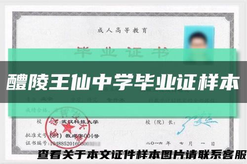 醴陵王仙中学毕业证样本缩略图