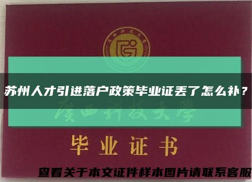 苏州人才引进落户政策毕业证丢了怎么补？缩略图