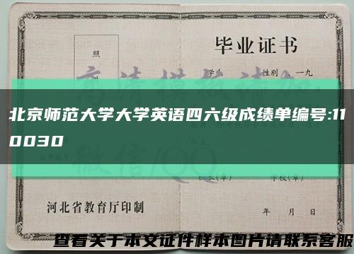 北京师范大学大学英语四六级成绩单编号:110030缩略图