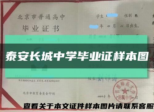 泰安长城中学毕业证样本图缩略图