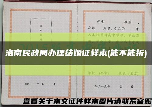 洛南民政局办理结婚证样本(能不能折)缩略图