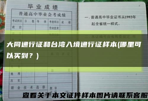 大同通行证和台湾入境通行证样本(哪里可以买到？)缩略图