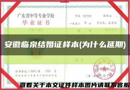 安徽临泉结婚证样本(为什么延期)缩略图