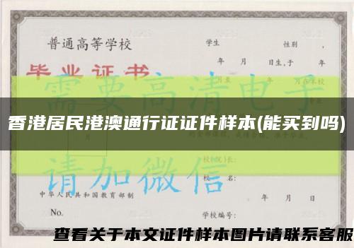 香港居民港澳通行证证件样本(能买到吗)缩略图