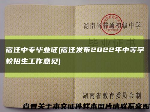 宿迁中专毕业证(宿迁发布2022年中等学校招生工作意见)缩略图