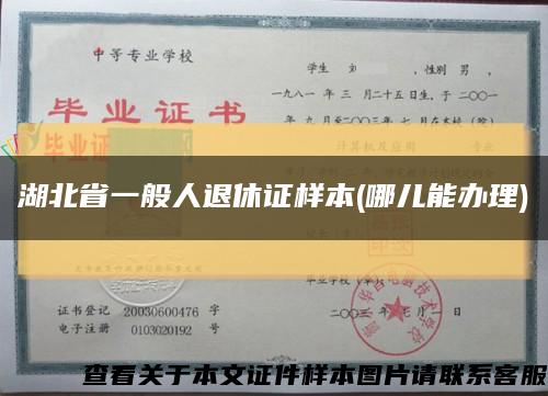 湖北省一般人退休证样本(哪儿能办理)缩略图