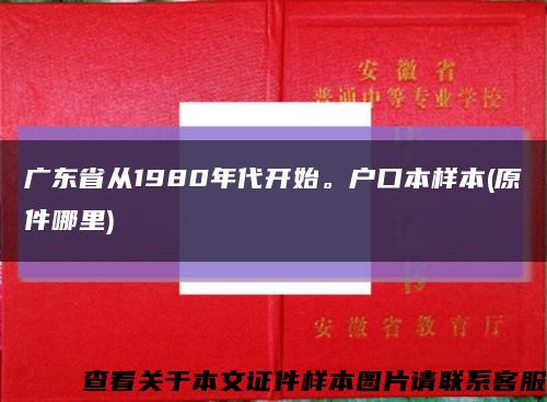 广东省从1980年代开始。户口本样本(原件哪里)缩略图