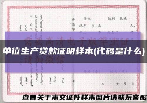单位生产贷款证明样本(代码是什么)缩略图