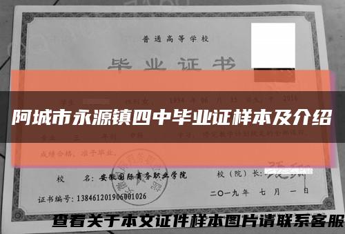 阿城市永源镇四中毕业证样本及介绍缩略图