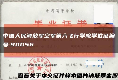 中国人民解放军空军第六飞行学院学位证编号:90056缩略图