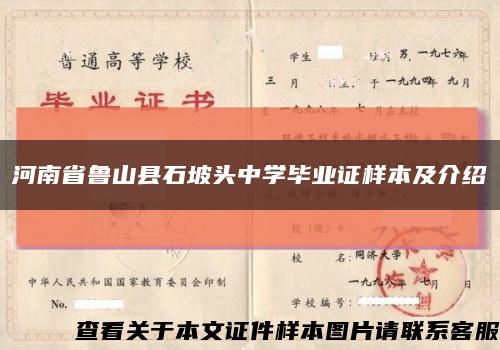 河南省鲁山县石坡头中学毕业证样本及介绍缩略图