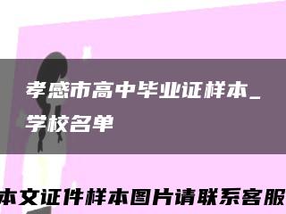 孝感市高中毕业证样本_学校名单缩略图