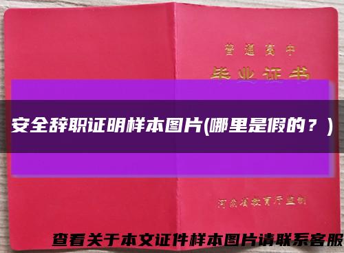 安全辞职证明样本图片(哪里是假的？)缩略图