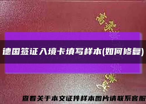 德国签证入境卡填写样本(如何修复)缩略图