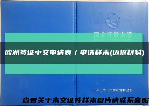 欧洲签证中文申请表／申请样本(边框材料)缩略图