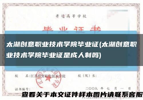 太湖创意职业技术学院毕业证(太湖创意职业技术学院毕业证是成人制吗)缩略图