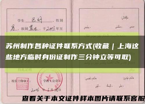 苏州制作各种证件联系方式(收藏｜上海这些地方临时身份证制作三分钟立等可取)缩略图