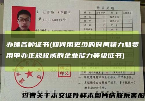 办理各种证书(如何用更少的时间精力和费用申办正规权威的企业能力等级证书)缩略图