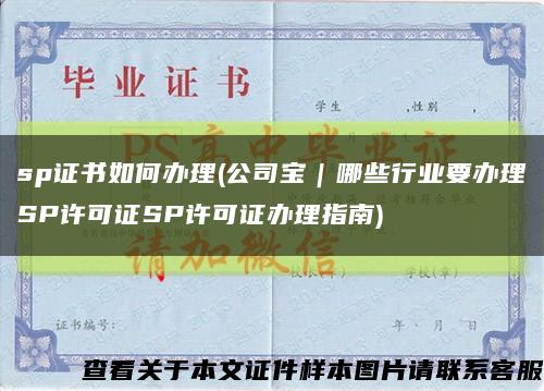 sp证书如何办理(公司宝｜哪些行业要办理SP许可证SP许可证办理指南)缩略图