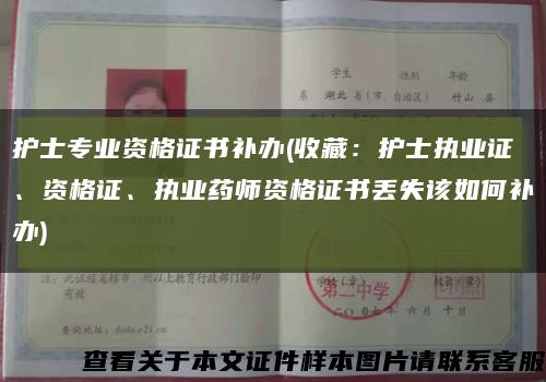 护士专业资格证书补办(收藏：护士执业证、资格证、执业药师资格证书丢失该如何补办)缩略图