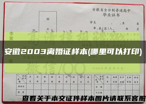 安徽2003离婚证样本(哪里可以打印)缩略图