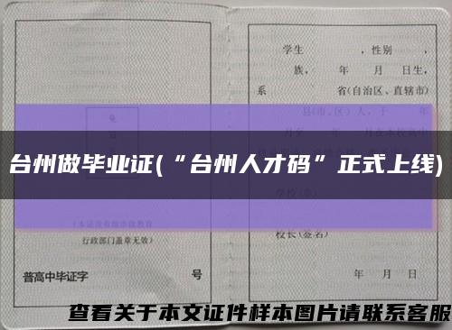 台州做毕业证(“台州人才码”正式上线)缩略图