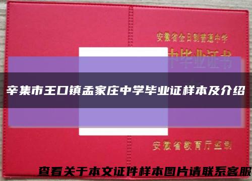 辛集市王口镇孟家庄中学毕业证样本及介绍缩略图
