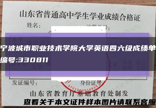 宁波城市职业技术学院大学英语四六级成绩单编号:330811缩略图