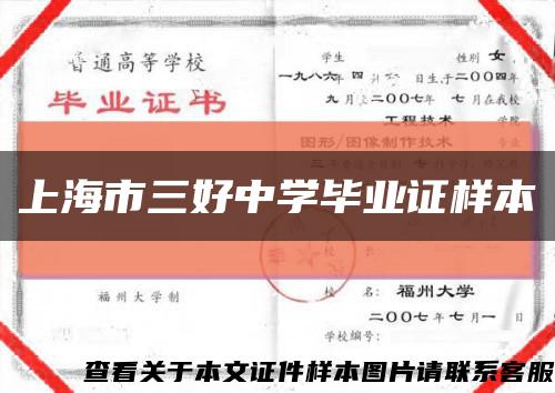 上海市三好中学毕业证样本缩略图