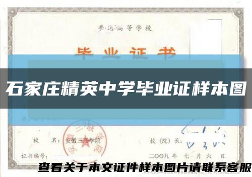 石家庄精英中学毕业证样本图缩略图