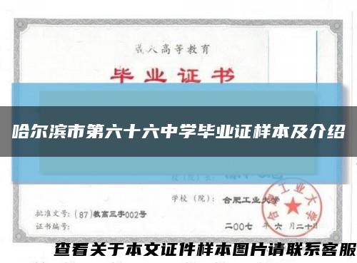 哈尔滨市第六十六中学毕业证样本及介绍缩略图