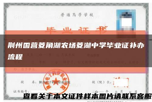 荆州国营菱角湖农场菱湖中学毕业证补办流程缩略图