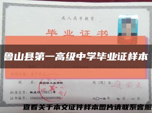 鲁山县第一高级中学毕业证样本缩略图