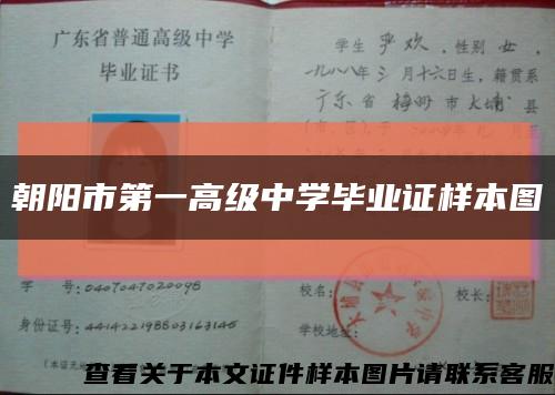 朝阳市第一高级中学毕业证样本图缩略图