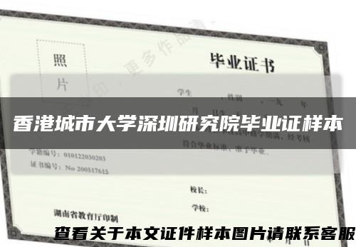 香港城市大学深圳研究院毕业证样本缩略图