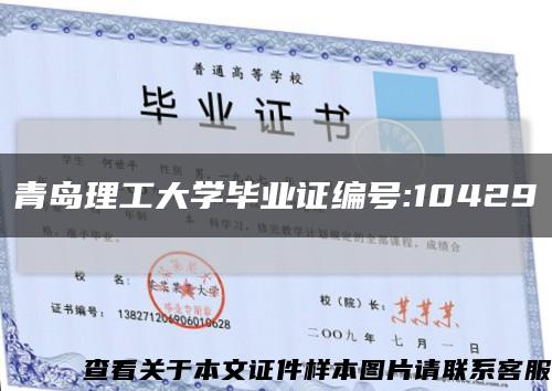 青岛理工大学毕业证编号:10429缩略图