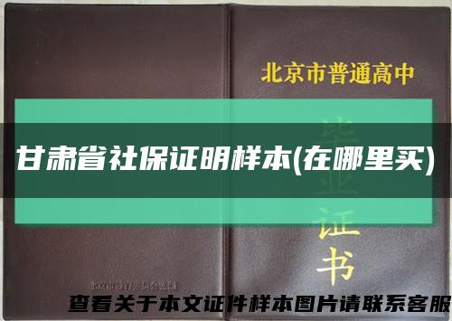 甘肃省社保证明样本(在哪里买)缩略图