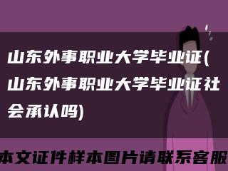 山东外事职业大学毕业证(山东外事职业大学毕业证社会承认吗)缩略图