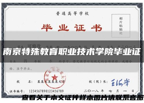 南京特殊教育职业技术学院毕业证缩略图