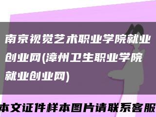 南京视觉艺术职业学院就业创业网(漳州卫生职业学院就业创业网)缩略图