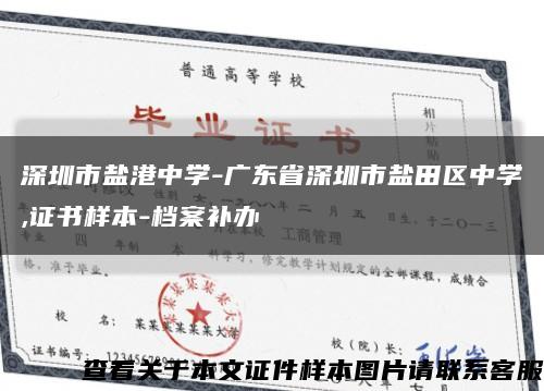 深圳市盐港中学-广东省深圳市盐田区中学,证书样本-档案补办缩略图