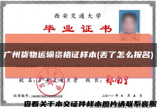 广州货物运输资格证样本(丢了怎么报名)缩略图