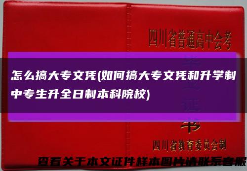 怎么搞大专文凭(如何搞大专文凭和升学制中专生升全日制本科院校)缩略图