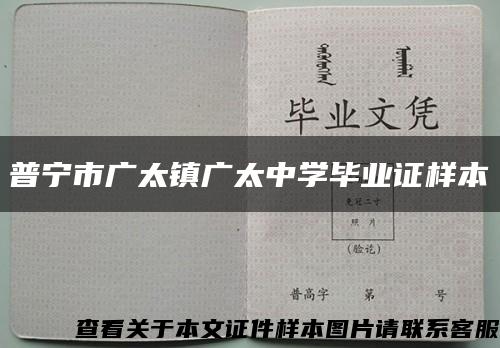 普宁市广太镇广太中学毕业证样本缩略图