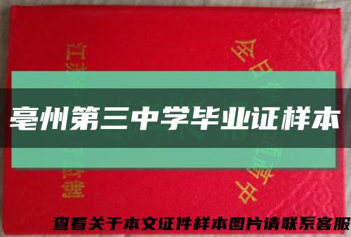 亳州第三中学毕业证样本缩略图