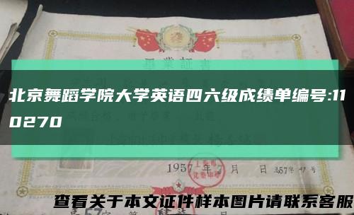 北京舞蹈学院大学英语四六级成绩单编号:110270缩略图