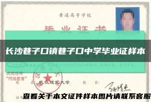 长沙巷子口镇巷子口中学毕业证样本缩略图