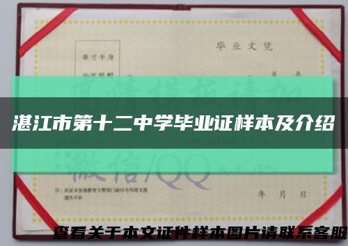 湛江市第十二中学毕业证样本及介绍缩略图